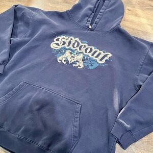 VTG Sideout Embroidered Lion Hoodie Y2K Skater Surf Navy Blue Men’s Medium